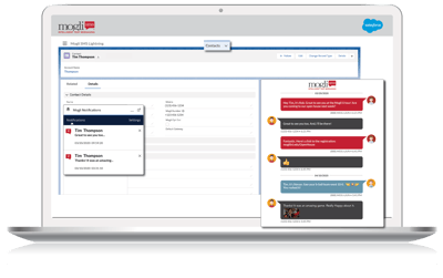 Mogli text messaging in Salesforce Conversation View/Historical View