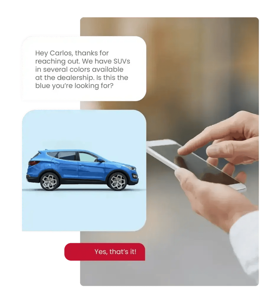 An example of a personalized conversational AI SMS exchange with a customer.