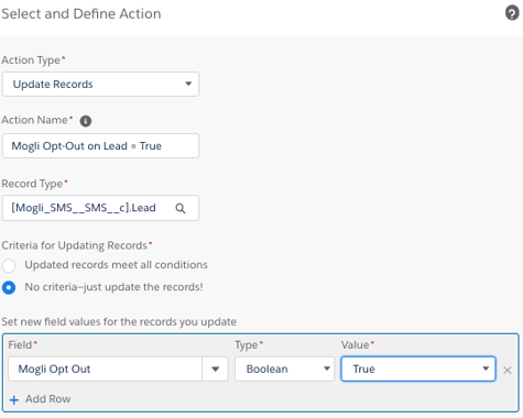 Adding an action for Lead Opt-out automation