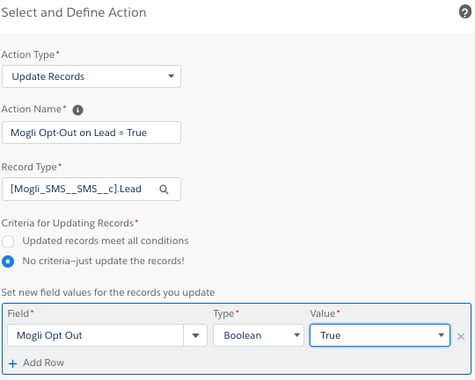 Adding an action for Lead Opt-out automation