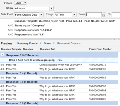 Building the Report for GPA with the Classic Report Builder view