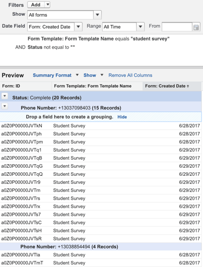 Building the Report for Total Surveys Initiated with the Classic Report Builder