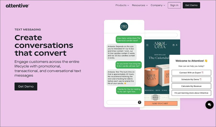 Attentive's SMS marketing app