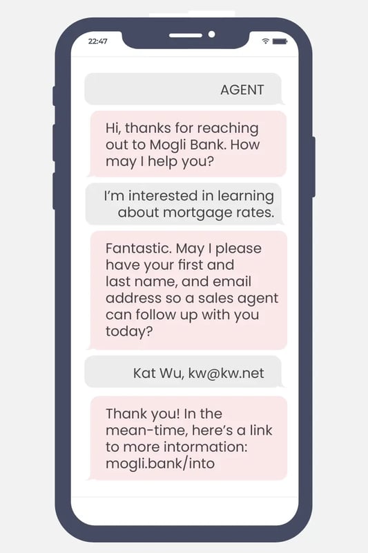 Example of a transactional SMS marketing conversation