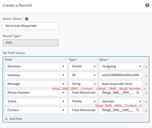 Creating a record of Contact on incoming SMS with Auto-Responder view