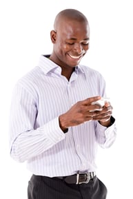 financial services client receiving a text via Mogli: SMS & WhatsApp for Salesforce