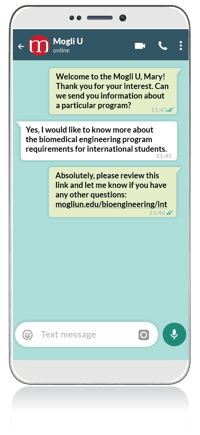 Whats App Mockups for higher ed request for information