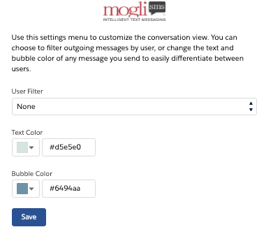 Bubble and Text Color Menu in Salesforce UI