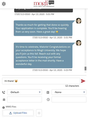 MogliSMS one-on-one conversation view