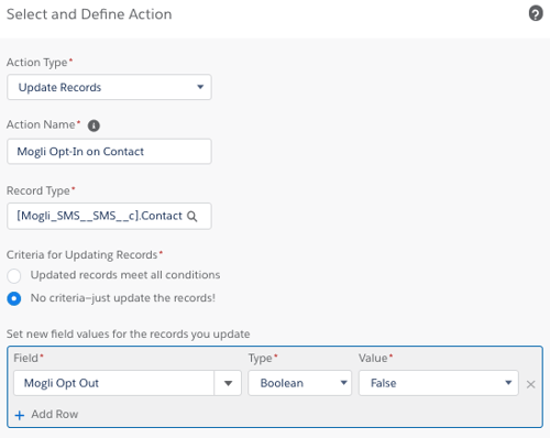 Adding an action for Contact opt-back-in automation
