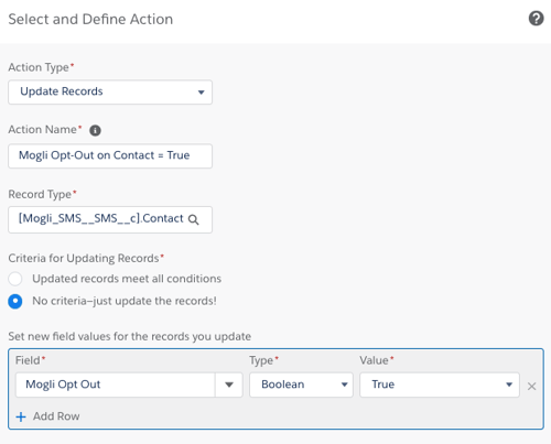 Adding an action for contact Opt-out automation