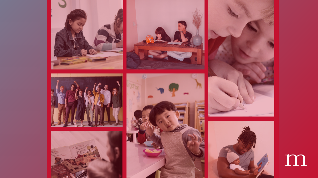 collage of baby and k12 learners with involved parents and teachers
