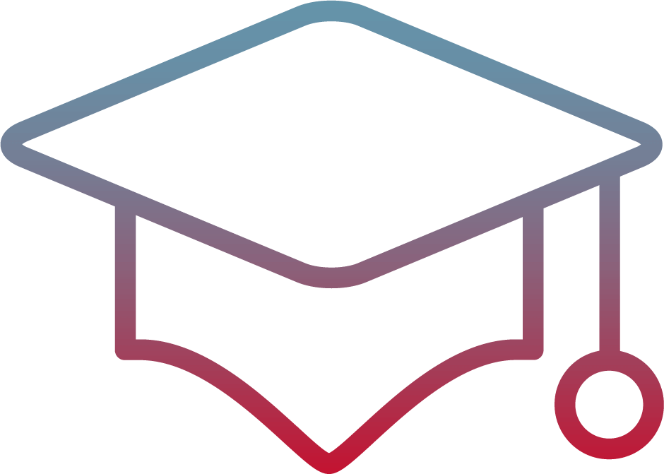 A graduation cap icon, representing how SMS for schools and higher education helps you engage alumni.