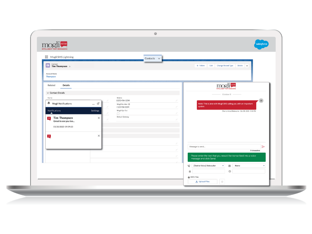 MogliVoice text-to-speech messaging in Salesforce