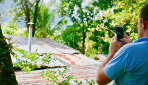 Man outside with his phone